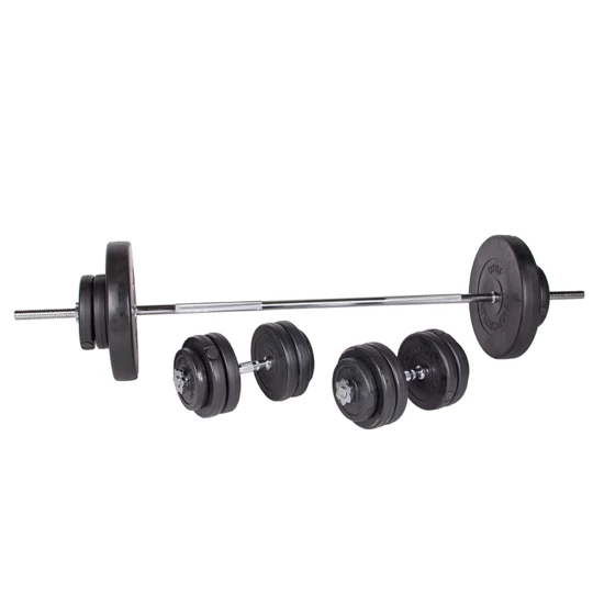 Ławka ze stojakiem, gryfami i obciążeniami inSPORTline CEM 180+40 cm/30 mm 105kg