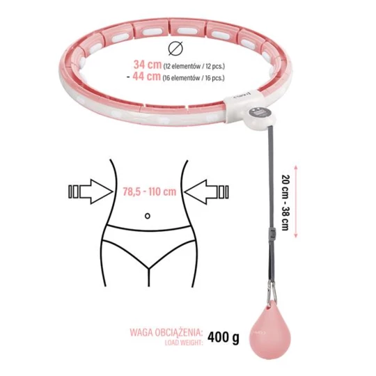 HHM15 HULA HOP PINK Z MAGNESEM I OBCIĄŻNIKIEM + LICZNIK HMS (17-44-580)