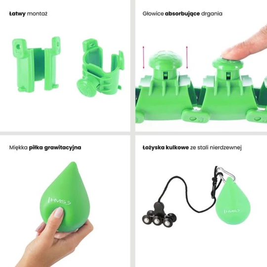 HHW01 HULA HOP GREEN Z WYPUSTKAMI I OBCIĄŻNIKIEM HMS (17-44-518)