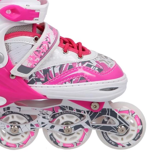 NF10927 A 2w1 DARK PINK ROZM.L(39-42) ŁYŻWOROLKI Z WYM. PŁ. FIGUROWĄ NILS EXTREME (16-22-023)