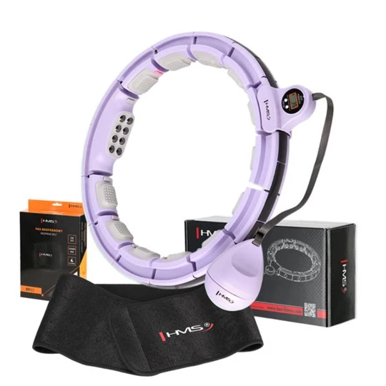 ZESTAW HULA HOP MAGNETYCZNY VIOLET HHM13 Z LICZNIKIEM HMS + PAS WYSZCZUPLAJĄCY BR163 BLACK (17-44-601)