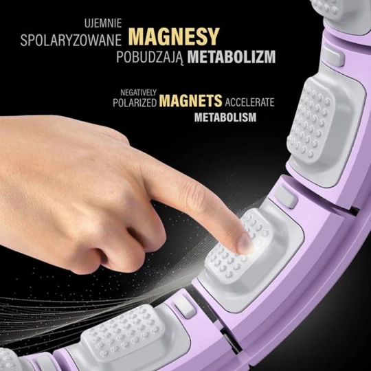 ZESTAW HULA HOP MAGNETYCZNY VIOLET HHM13 Z LICZNIKIEM HMS + PAS WYSZCZUPLAJĄCY BR163 BLACK (17-44-601)