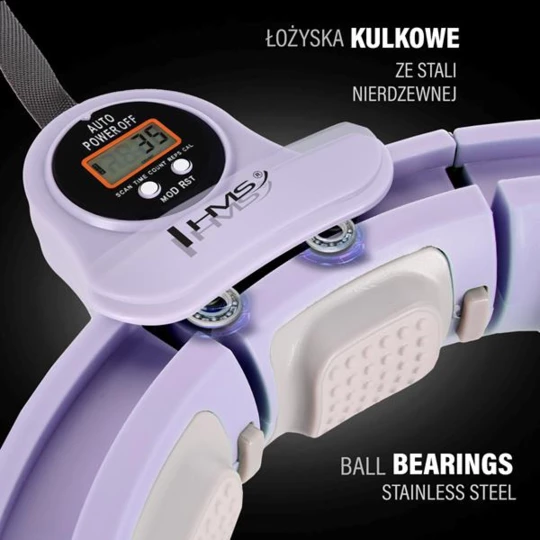 ZESTAW HULA HOP MAGNETYCZNY VIOLET HHM13 Z LICZNIKIEM HMS + PAS WYSZCZUPLAJĄCY BR163 BLACK (17-44-601)