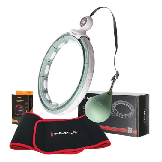 ZESTAW HULA HOP MAGNETYCZNY GREEN HHM15 Z LICZNIKIEM HMS + PAS WYSZCZUPLAJĄCY BR163 RED (17-44-605)