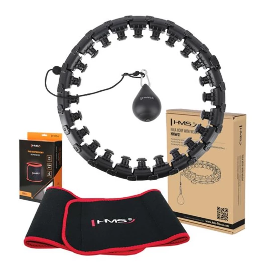 ZESTAW HULA HOP HHW01 BLACK Z WYPUSTKAMI I OBCIĄŻNIKIEM HMS + PAS BR163 RED (17-44-608)