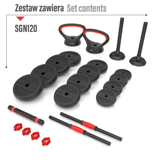 SGN120 PRO SET 6W1 ZESTAW CIĘŻARÓW 20KG HMS (17-57-068)