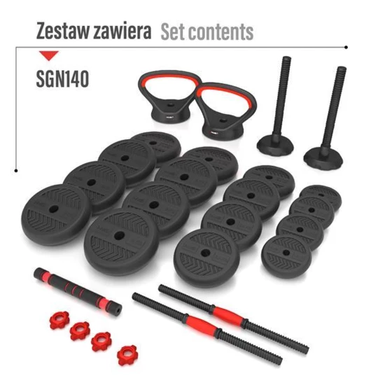 SGN140 (2 CZĘŚCI) PRO SET 6W1 ZESTAW CIĘŻARÓW 40KG HMS (17-57-070)