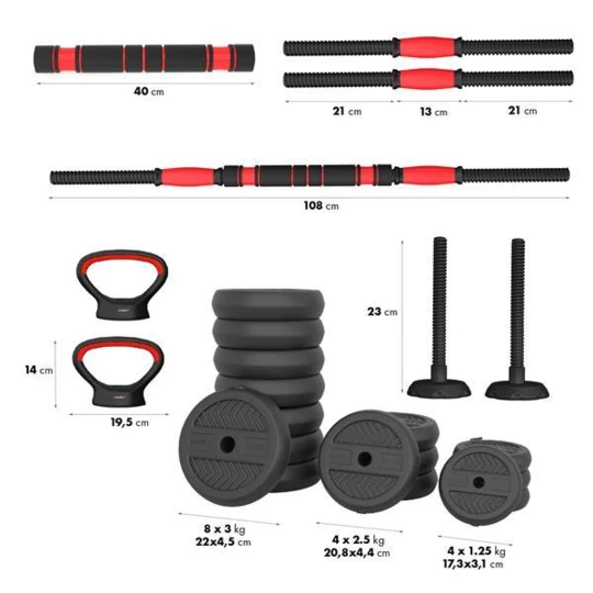 SGN140 (2 CZĘŚCI) PRO SET 6W1 ZESTAW CIĘŻARÓW 40KG HMS (17-57-070)