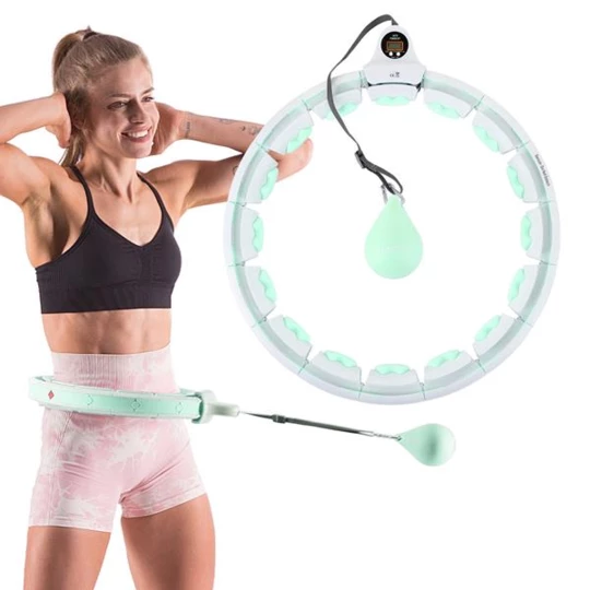 ZESTAW HULA HOP HHW06 GREEN Z PIŁKĄ GRAWITACYJNĄ I LICZNIKIEM HMS + PAS BR163 BLACK PLUS SIZE (17-44-648)