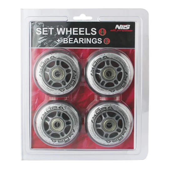 PU 84x24 82A PRZEZROCZYSTE (4 szt.) + ABEC-7 CHROME (8 szt.) ZESTAW NILS EXTREME (16-32-018)