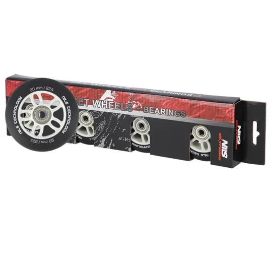 PU 90x24 82A CZARNE MATOWE (4 szt.) + ABEC-9 CHROME (8 szt.) ZESTAW NILS EXTREME (16-32-031)