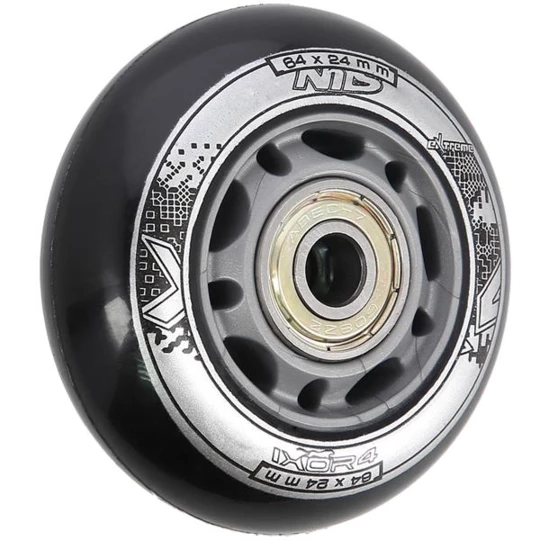 PU 64x24 82A CZARNE N (4 szt.) + ABEC-9 (8 szt.) ZESTAW NILS EXTREME (16-32-040)