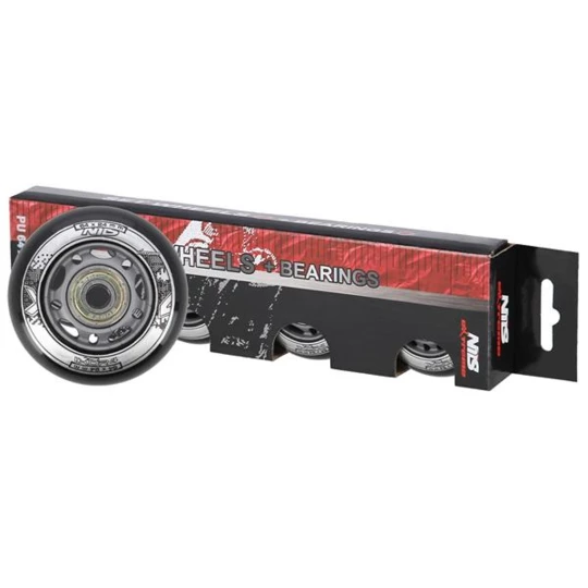 PU 64x24 82A CZARNE N (4 szt.) + ABEC-9 (8 szt.) ZESTAW NILS EXTREME (16-32-040)