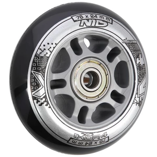 PU 76x24 82A CZARNE N (4 szt.) + ABEC-9 (8 szt.) ZESTAW NILS EXTREME (16-32-043)