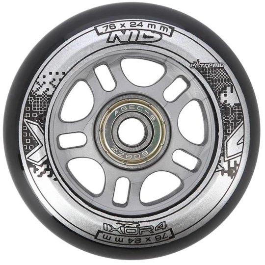 PU 76x24 82A CZARNE N (4 szt.) + ABEC-9 (8 szt.) ZESTAW NILS EXTREME (16-32-043)
