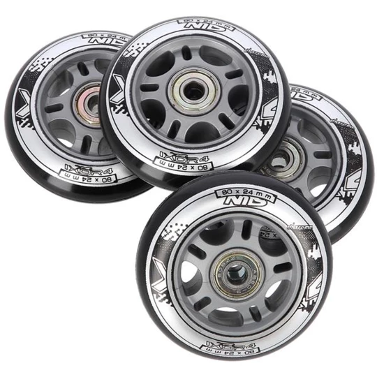 PU 80x24 82A CZARNE N (4 szt.) + ABEC-9 (8 szt.) ZESTAW NILS EXTREME (16-32-044)