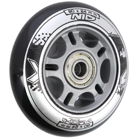 PU 80x24 82A CZARNE N (4 szt.) + ABEC-9 (8 szt.) ZESTAW NILS EXTREME (16-32-044)