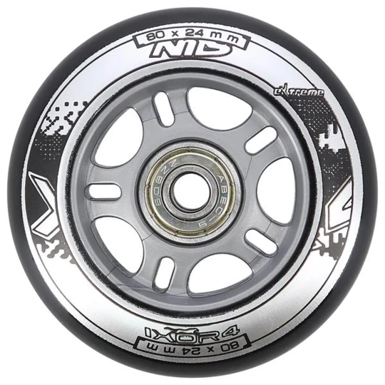 PU 80x24 82A CZARNE N (4 szt.) + ABEC-9 (8 szt.) ZESTAW NILS EXTREME (16-32-044)