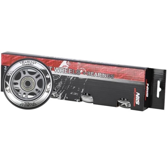 PU 80x24 82A CZARNE N (4 szt.) + ABEC-9 (8 szt.) ZESTAW NILS EXTREME (16-32-044)