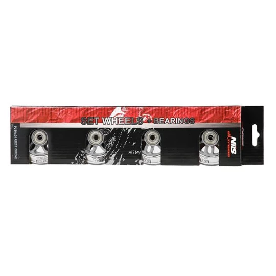 PU 90x24 82A PRZEZROCZYSTE (4 szt.) + ABEC-7 CHROME (8 szt.) ZESTAW NILS EXTREME (16-32-056)