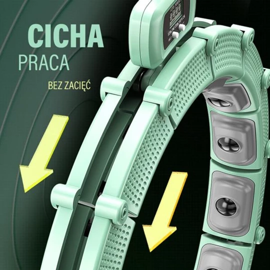 ZESTAW HULA HOP MAGNETYCZNY GREEN HHM14 Z LICZNIKIEM HMS + PAS BR163 BLACK PLUS SIZE (17-44-651)