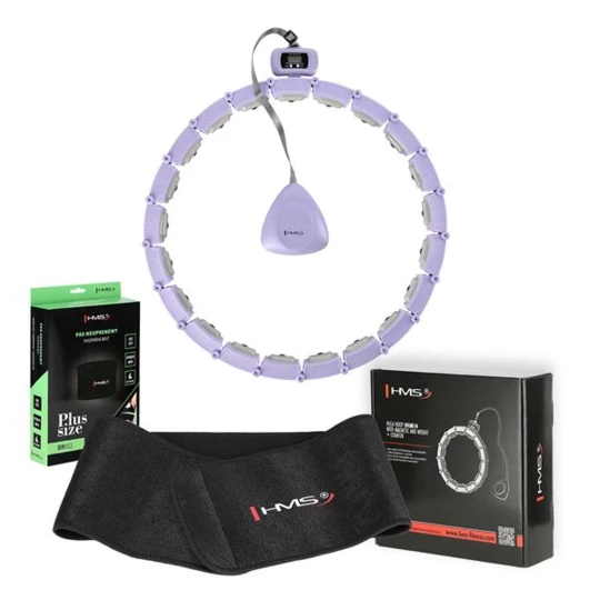 ZESTAW HULA HOP MAGNETYCZNY VIOLET HHM14 Z LICZNIKIEM HMS + PAS BR163 BLACK PLUS SIZE (17-44-652)