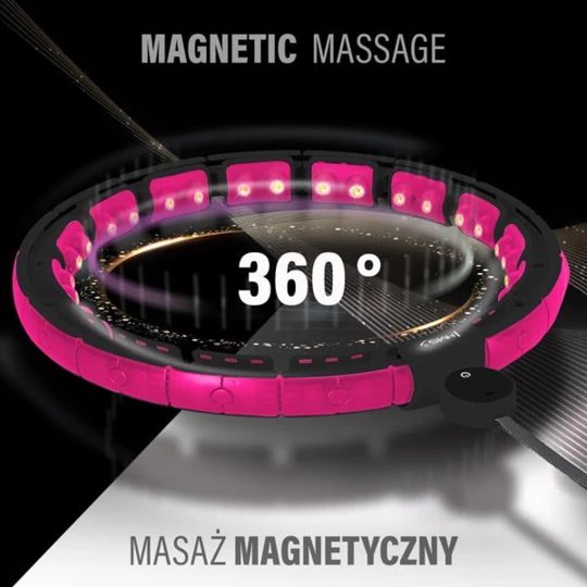 HHM16 HULA HOP BLACK/PINK Z MAGNESAMI I OBCIĄŻNIKIEM + LICZNIK HMS (17-44-586)
