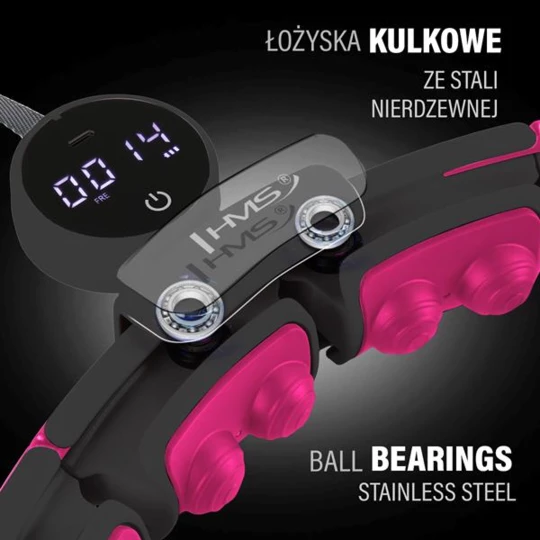 HHM16 HULA HOP BLACK/PINK Z MAGNESAMI I OBCIĄŻNIKIEM + LICZNIK HMS (17-44-586)
