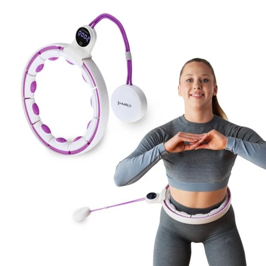 HHM17 HULA HOP WHITE/VIOLET Z MAGNESAMI I OBCIĄŻNIKIEM + LICZNIK HMS (17-44-588)