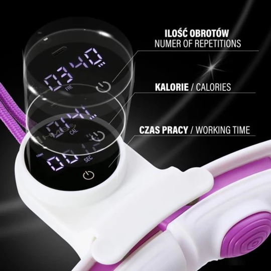 HHM17 HULA HOP WHITE/VIOLET Z MAGNESAMI I OBCIĄŻNIKIEM + LICZNIK HMS (17-44-588)