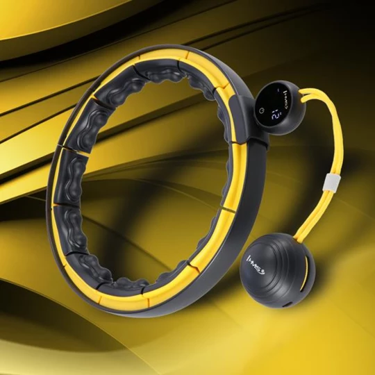 HHM21 HULA HOP BLACK/YELLOW Z MAGNESAMI, WYPUSTKAMI TPE I OBCIĄŻNIKIEM + LICZNIK HMS (17-44-598)