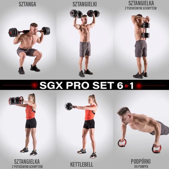 SGX120 (2 CZĘŚCI)  PROSET 6W1 ZESTAW CIĘŻARÓW 20KG HMS (17-57-060)