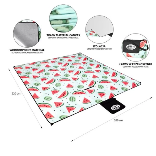 NC2312 ARBUZY KOC PIKNIKOWY 220×200cm PE + ALU NILS CAMP (15-05-212)