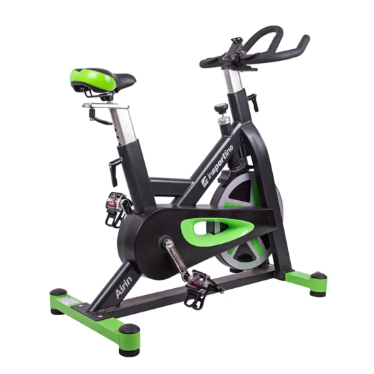 Masywny Spinningowy Rower Treningowy inSPORTline Airin - Kolor Czarno-zielony