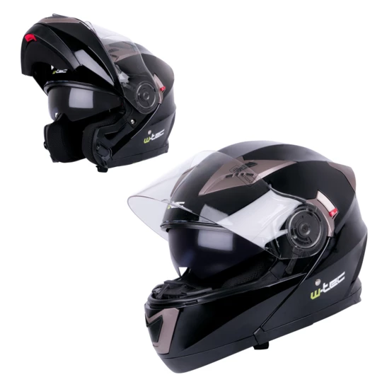 Kask motocyklowy szczękowy z blendą W-TEC YM-925 - Kolor Brązowo-czarny, Rozmiar XS (53-54)